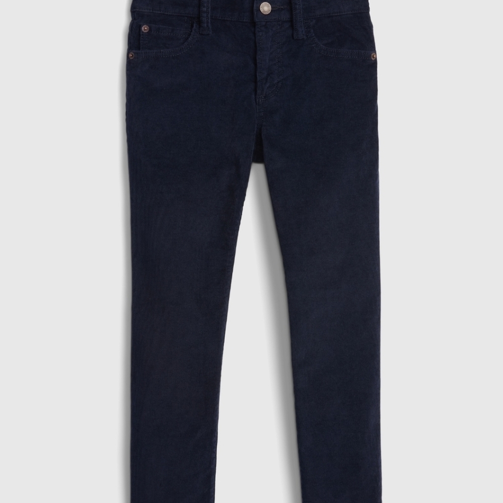 Kids Navy Blue Slim Corduroy Pants